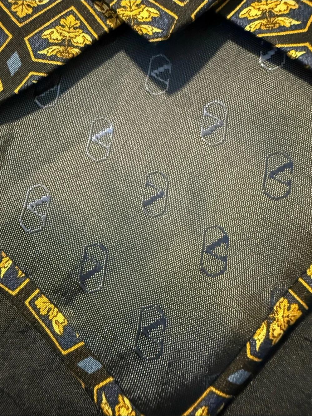Valentino Navy and Yellow Geometric Silk Tie